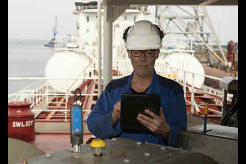 The SKF QuickCollect collects velocity, acceleration enveloping and temperature data and connects with mobile apps such as QuickCollect and ProCollect, accessed via a tablet or smartphone.